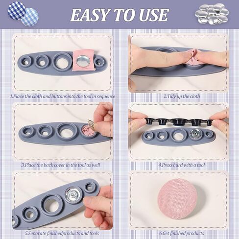 120Pcs Cover Button Kits with Tools, 6 Sizes & Fabric Template DIY Fabric Covered Buttons Set for DIY Covered Buttons, Clothes, Hats, Backpacks and Crafts (Silver, 120Pcs) in Saudi Arabia