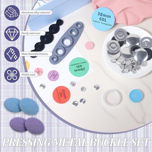 120Pcs Cover Button Kits with Tools, 6 Sizes & Fabric Template DIY Fabric Covered Buttons Set for DIY Covered Buttons, Clothes, Hats, Backpacks and Crafts (Silver, 120Pcs) in Saudi Arabia