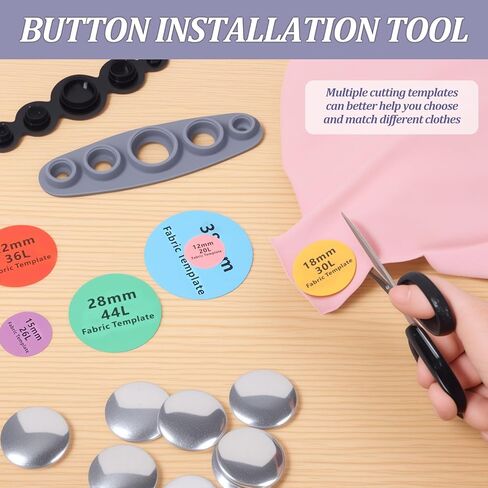120Pcs Cover Button Kits with Tools, 6 Sizes & Fabric Template DIY Fabric Covered Buttons Set for DIY Covered Buttons, Clothes, Hats, Backpacks and Crafts (Silver, 120Pcs) in Saudi Arabia