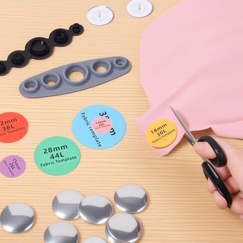 120Pcs Cover Button Kits with Tools, 6 Sizes & Fabric Template DIY Fabric Covered Buttons Set for DIY Covered Buttons, Clothes, Hats, Backpacks and Crafts (Silver, 120Pcs) in Saudi Arabia