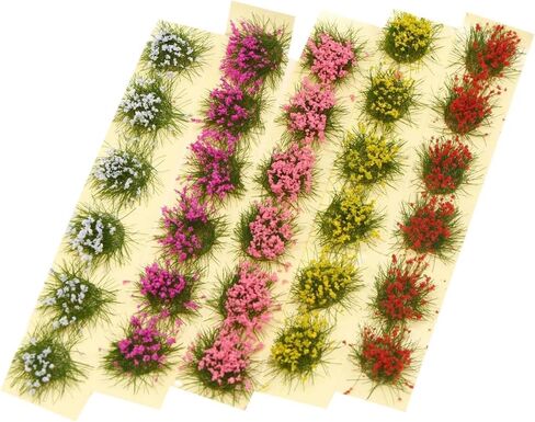 GSHLLO 30 Pcs Flower Vegetation Group Colorful Flower Clusters Miniature Static Scenery Models Adhesive Artificial Grass Tufts Train Landscape Flower Shrubs Bushes for Railroad Scenery in Kuwait