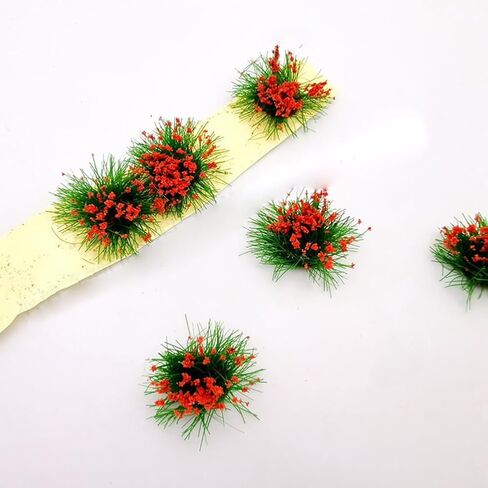 GSHLLO 30 Pcs Flower Vegetation Group Colorful Flower Clusters Miniature Static Scenery Models Adhesive Artificial Grass Tufts Train Landscape Flower Shrubs Bushes for Railroad Scenery in Kuwait