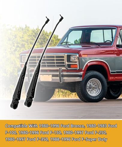1 Pair Front Windshield Wiper Arm Compatible with 1980-1996 Ford Bronco, F-100, F-150, F-250, F-350, F-Super Duty, Direct Replacement for 42847, E7TZ17526B in Saudi Arabia