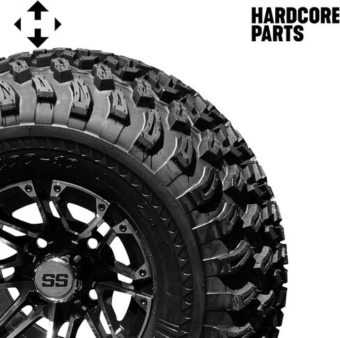Hardcore Parts 6" Drop Axle Lift Kit for EZGO MPT/WORKHORSE 1200 (1994.5-2001.5) Golf Cart with 10" Machined/Black 'Lancer' Wheels and 22"x11"-10 DOT rated All-Terrain tires in Kuwait