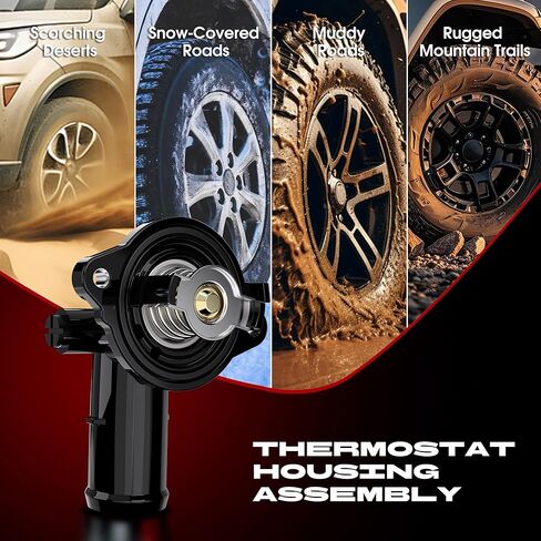 Thermostat Housing Assembly Engine Coolant Compatible with 2011-2015 Jeep Grand Cherokee, 2011-2015 Dodge Durango, 2012-2017 Wrangler, 2018 Wrangler JK, 3.6L, Replaces 5184651AG 5184651AH in Kuwait