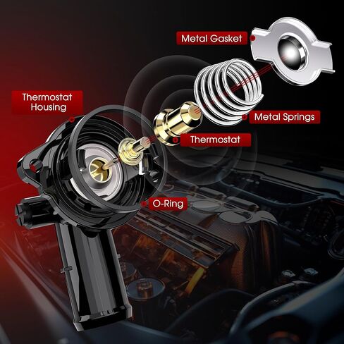 Thermostat Housing Assembly Engine Coolant Compatible with 2011-2015 Jeep Grand Cherokee, 2011-2015 Dodge Durango, 2012-2017 Wrangler, 2018 Wrangler JK, 3.6L, Replaces 5184651AG 5184651AH in Kuwait