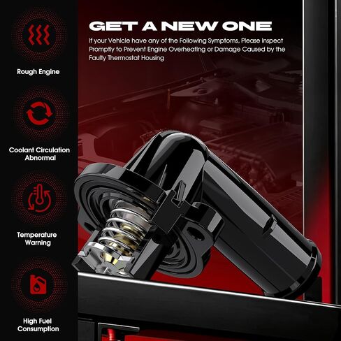 Thermostat Housing Assembly Engine Coolant Compatible with 2011-2015 Jeep Grand Cherokee, 2011-2015 Dodge Durango, 2012-2017 Wrangler, 2018 Wrangler JK, 3.6L, Replaces 5184651AG 5184651AH in Kuwait