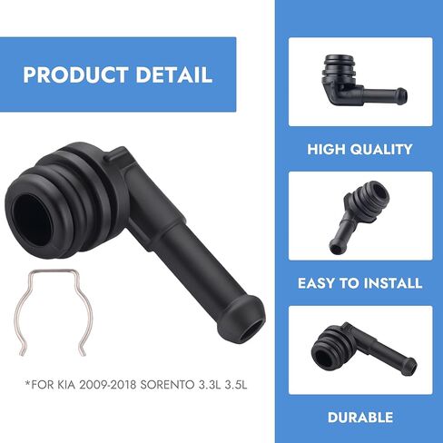 Black Thermostat Housing Replaces 25672-3C200 256723C200 Bypass Nipple Durable Coolant Bypass Nipple for Kia 2009-2018 Sorento 3.3L 3.5L Car Accessories for Engine Cooling Systems in Kuwait