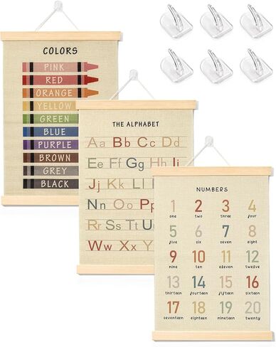 Forzacx Toddler Learning Posters 3-Pack 12x16 Inch, Wall Decor for Playroom & Nursery, Interactive Learning Posters with ABC, Numbers & Colors, Fun Classroom Decorations in Saudi Arabia