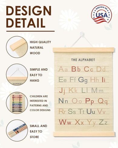 Forzacx Toddler Learning Posters 3-Pack 12x16 Inch, Wall Decor for Playroom & Nursery, Interactive Learning Posters with ABC, Numbers & Colors, Fun Classroom Decorations in Saudi Arabia