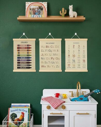 Forzacx Toddler Learning Posters 3-Pack 12x16 Inch, Wall Decor for Playroom & Nursery, Interactive Learning Posters with ABC, Numbers & Colors, Fun Classroom Decorations in Saudi Arabia