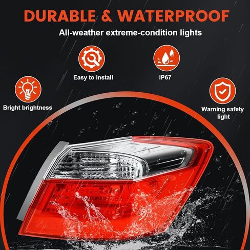 Tail Lights Outer Compatible with 2013 2014 2015 Honda Accord LX EX Sport Sedan 4 Door Halogen Type Brake Rear Lamp Taillights Replacement for 33500T2AA01 HO2805101 in Saudi Arabia