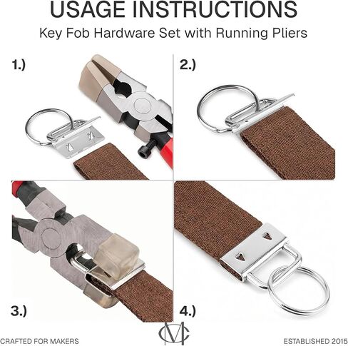CRAFTMEMORE Key Fob Hardware Set with Running Pliers, 1 Inch, 40 Pieces in 5 Finishes for Keychain, Wristlet, Lanyard Making in Kuwait