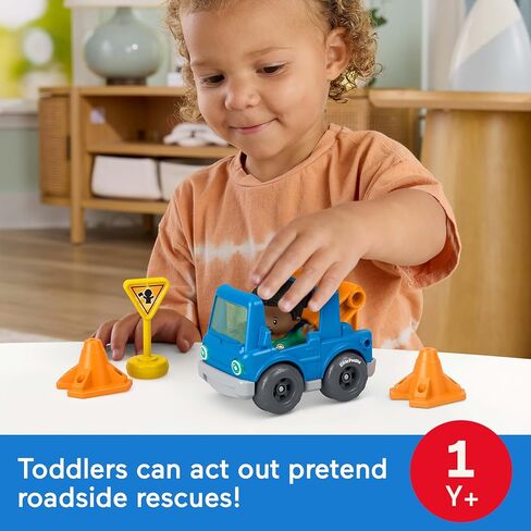 Fisher-Price Little People Toddler Toy Roadside Tow & Go Rescue Figure & Vehicle 5-Piece Set for Pretend Play Kids Ages 1+ Years in Kuwait