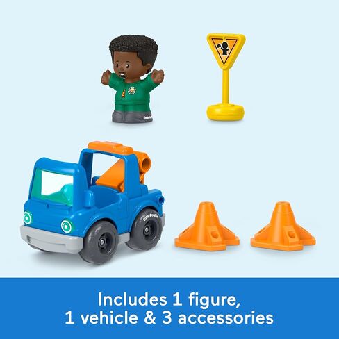 Fisher-Price Little People Toddler Toy Roadside Tow & Go Rescue Figure & Vehicle 5-Piece Set for Pretend Play Kids Ages 1+ Years in Kuwait