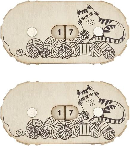OLYCRAFT 2Pcs Cute Kitten Crochet Stitch Counter Knitting Stitching Row Counters MDF Knitting Counters Crocheting Counter Tool for Home Travel Sewing Stitching Sweater Craft Presents in Kuwait