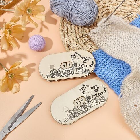OLYCRAFT 2Pcs Cute Kitten Crochet Stitch Counter Knitting Stitching Row Counters MDF Knitting Counters Crocheting Counter Tool for Home Travel Sewing Stitching Sweater Craft Presents in Kuwait