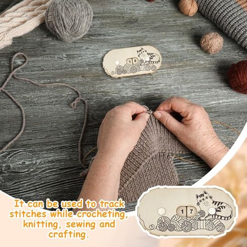 OLYCRAFT 2Pcs Cute Kitten Crochet Stitch Counter Knitting Stitching Row Counters MDF Knitting Counters Crocheting Counter Tool for Home Travel Sewing Stitching Sweater Craft Presents in Kuwait