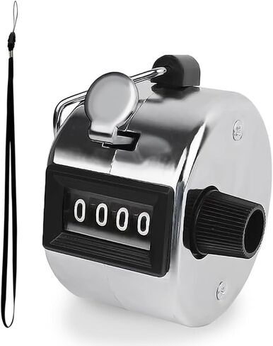 1 PC Metal Hand Tally Clicker Counter, 4-Digit Mechanical with Nylon Lanyard for Sports Knitting (Silver) in Kuwait