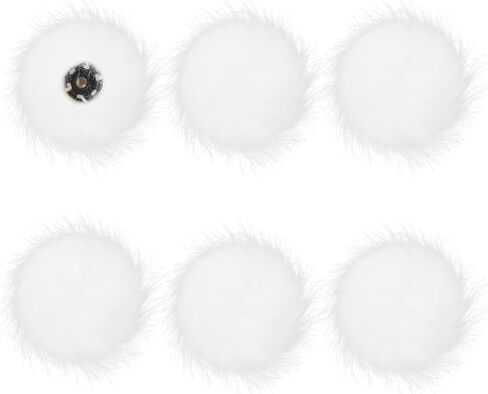 6 Pack Detachable Faux Fur Pom Poms with Snap Buttons, 3.9 Inch White Pompoms for Hats Beanies Scarves Gloves Bags, DIY Knitting Accessories (White) in Kuwait
