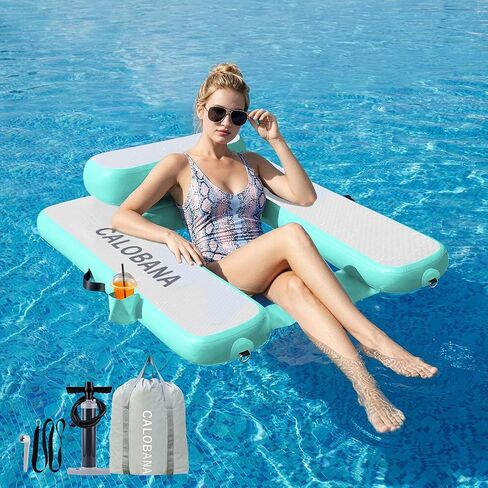 CALOBANA Inflatable Floating Chair, Heavy Duty Pool Floats Adult Lounger with Cup Holder, Large Water Floaties for Lake, Ocean, River, Swimming Pool, Party in Saudi Arabia