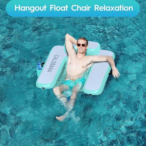 CALOBANA Inflatable Floating Chair, Heavy Duty Pool Floats Adult Lounger with Cup Holder, Large Water Floaties for Lake, Ocean, River, Swimming Pool, Party in Saudi Arabia