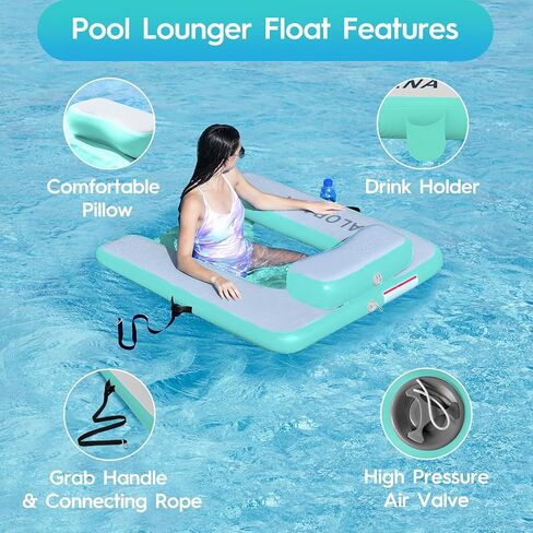 CALOBANA Inflatable Floating Chair, Heavy Duty Pool Floats Adult Lounger with Cup Holder, Large Water Floaties for Lake, Ocean, River, Swimming Pool, Party in Saudi Arabia