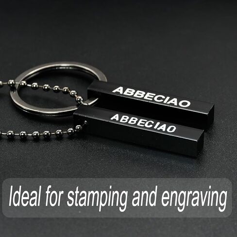 ABBECIAO 12PCS Black Anodized Aluminum 3D Rectangle Metal Stamping Blanks - 1 1/2" x 1/4" Solid Bar Pendants for Keychain Making in Kuwait
