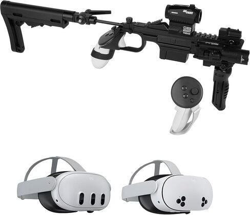 VR Stock for Quest 3& Meta Quest 3s,Adjustable & Foldable Design,Rapid Reload System,Real-Time Crosshair,Nylon Aluminum Construction,Left-Hand in Saudi Arabia