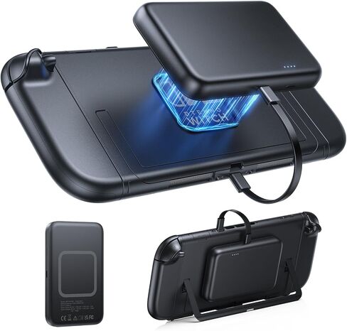 حزمة ملحقات YUANHOT المتوافقة مع Switch OLED بما في ذلك حقيبة الحمل وغطاء الحماية وواقي الشاشة الزجاجي المقسى وحامل الحامل و12 فتحة ألعاب و8 أغطية لمقبض الإبهام - أسود in Kuwait
