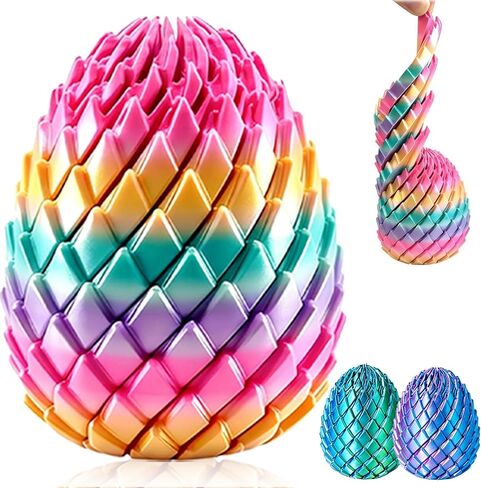 Twisty Fidget Egg – Twisty Fidget Dragon Egg – 3D Printed Slippery Egg, Cool Rotating Desk Toy, Unique Expanding Gearball, Fingertip Fidget, Stress Relief, Gift for Teens & Adults in Saudi Arabia