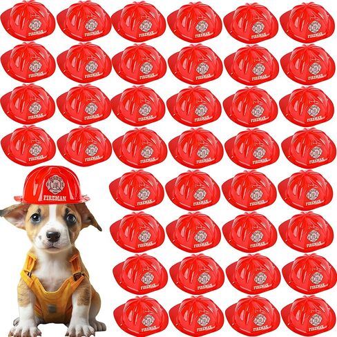 40 Pack 5.7 Inch Small Firefighter Helmet Bulk Small Firefighter Hat Doll Fireman Hat Accessories Plastic Cake Topper for Pet Doll Birthday Decorations in Kuwait