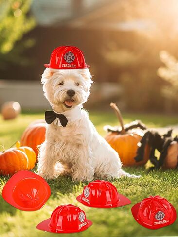 40 Pack 5.7 Inch Small Firefighter Helmet Bulk Small Firefighter Hat Doll Fireman Hat Accessories Plastic Cake Topper for Pet Doll Birthday Decorations in Kuwait