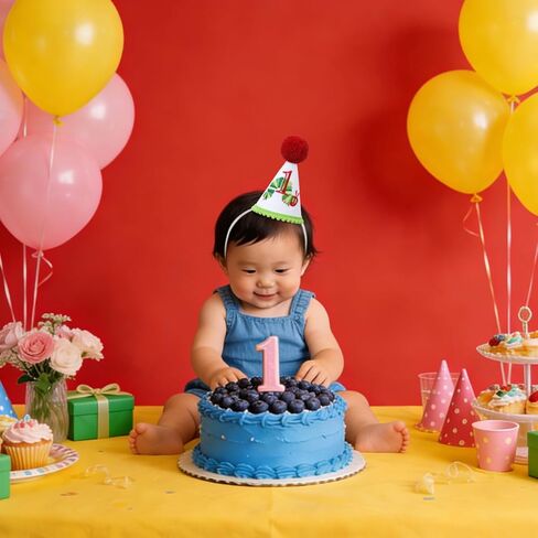 Hungry Caterpillar First Birthday Hat - Fruit Themed 1st Birthday Party Decorations, Caterpillar Smash Cake Party Crown, Boys Photo Props, 1st Birthday Party Hat in Saudi Arabia