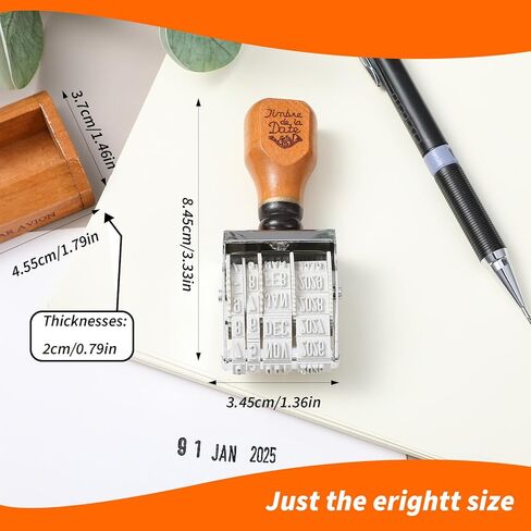 Roller Date Stamp, Retro Small Date Stamp Inking Day Month Year for 2025-2036, Roller Stamper with Wooden Handle & Base for Office Craft Card Making Planner Scrapbooking in Saudi Arabia