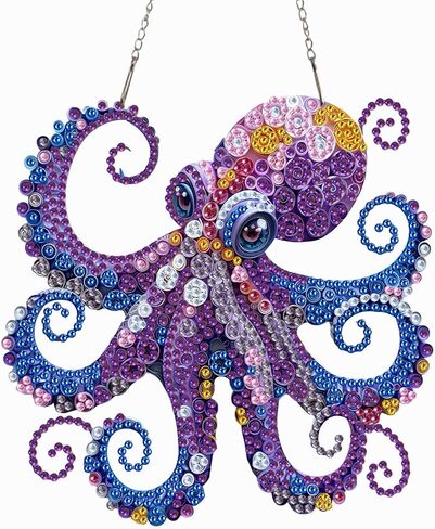 Octopus Diamond Art Hanging Kits for Adults Beginners, Rhinestone Beads Acrylic Hanging Pendant Partial Drill Diamond Painting Kits Dots Art Small Kits Hanging Decor, DIY Craft for Home Garden Decor in Saudi Arabia