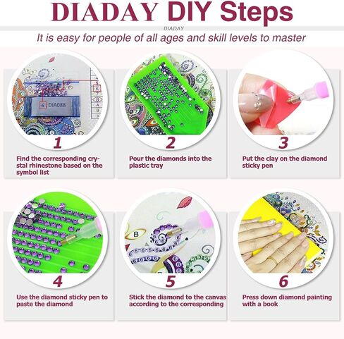 DIADAY زهر الكرز الماس الفن اللوحة مجموعات للبالغين، 5D كريستال حجر الراين شكل خاص مجموعات الفن الماس الأزهار، DIY الحرف ديكور المنزل هدية الفن 12 × 12 بوصة in Kuwait