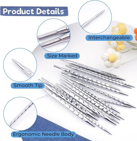 BsHooker Interchangeable Knitting Needles Set with Case,8 Pairs Square Aluminum Circular Knitting Needles with 4 Cable,Ergonomic Needles Kit 3.5mm-8mm in Saudi Arabia