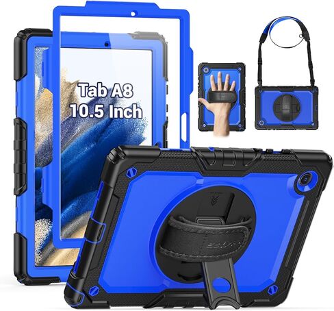 حافظة SEYMAC لهاتف Samsung Galaxy Tab S10+ Plus 2024/ S9 FE+ Plus/ S9+ Plus 12.4 بوصة 2023، حافظة واقية شديدة التحمل مقاومة للصدمات مع واقي شاشة، حامل، حزام اليد/الكتف وحامل قلم، أسود in Saudi Arabia