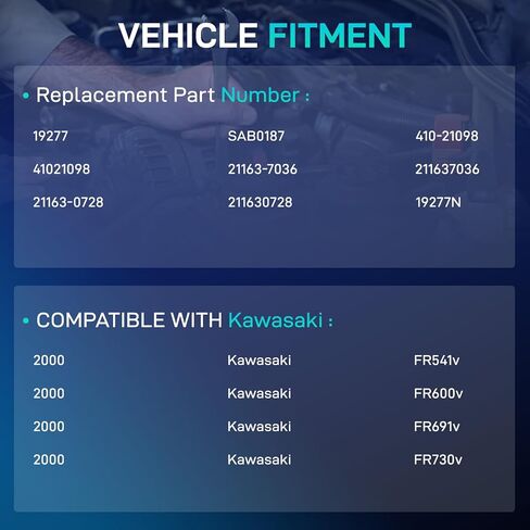19277N بداية جديدة متوافقة مع محرك Kawasaki 4 Stroke 15HP-18HP FR600V FR541V FR691V FR730V AS04، 21163-0728، 21163-7036، 211630728، 211637036، SAB0187، 410-21098، 435-142 in Kuwait