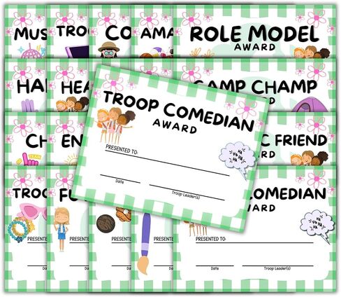 Scout Superlative Awards End of The Year 20pk Individual Troop Designs Appreciation Green Checkered Cookie Seller Recognition Bridge Ceremony Most Likely to in Kuwait