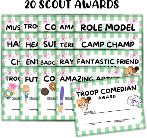 Scout Superlative Awards End of The Year 20pk Individual Troop Designs Appreciation Green Checkered Cookie Seller Recognition Bridge Ceremony Most Likely to in Kuwait