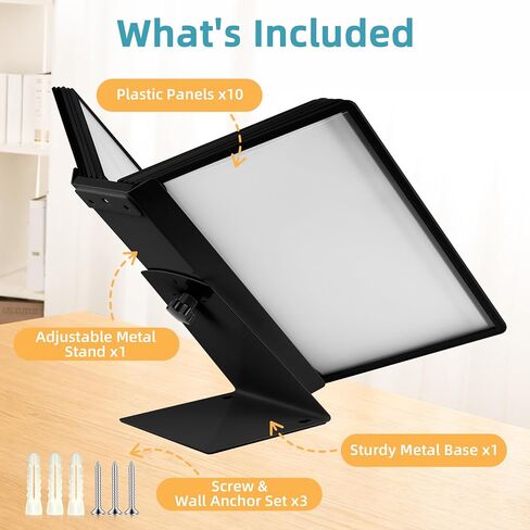 10-Pocket Desk Reference Organizer with Sturdy Metal Base, Flip Desktop Display System for Desk or Wall Mount, 10 Double-Sided Panels to Hold 20 Sheets Letter Size Document for Business Office in Saudi Arabia
