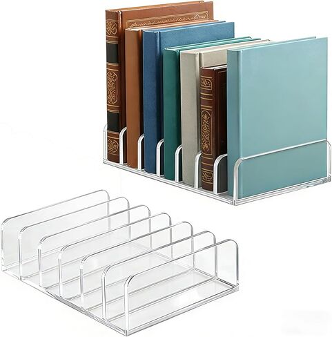 2 Pcs Acrylic Notebook Organizer,7 Slots Desktop Notebook Storage Organizer,Book Notebook Organizer for Desk,Workspace Organizers for Office,Home,School in Kuwait