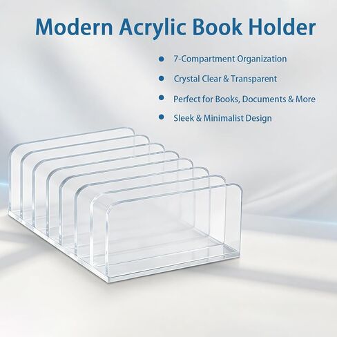 2 Pcs Acrylic Notebook Organizer,7 Slots Desktop Notebook Storage Organizer,Book Notebook Organizer for Desk,Workspace Organizers for Office,Home,School in Kuwait
