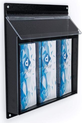 Displays2go حامل الأدب الخارجي 5 بوصة عرض × 16 بوصة ارتفاع × 2 بوصة عمق واجهة أكريليك شفافة مع حامل كتيبات ABS أسود - موزع المنشورات يحتوي على جيب واحد للنشرات القياسية in Kuwait