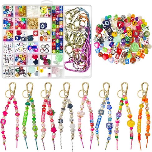Horsdo Adult DIY Keychain Making Kit, Bead Bag Charm Jewelry Making Kit for Women Teens 12+, Handmade Key Ring Pendant Craft Supplies for Bag Accessories, Personalized Gifts in Saudi Arabia
