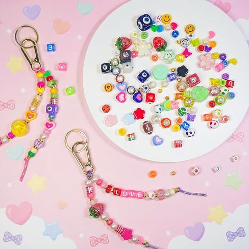 Horsdo Adult DIY Keychain Making Kit, Bead Bag Charm Jewelry Making Kit for Women Teens 12+, Handmade Key Ring Pendant Craft Supplies for Bag Accessories, Personalized Gifts in Saudi Arabia