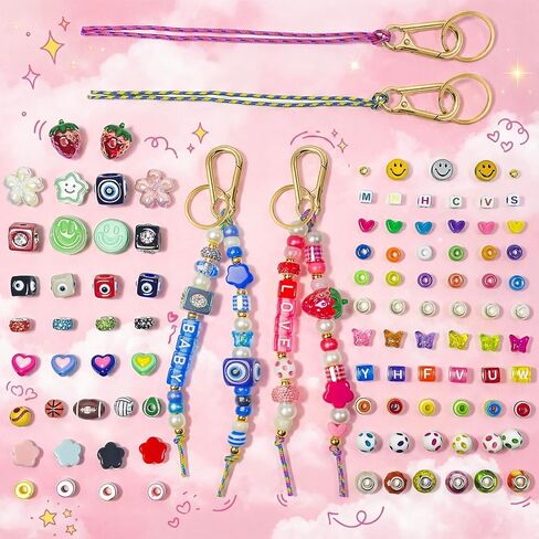 Horsdo Adult DIY Keychain Making Kit, Bead Bag Charm Jewelry Making Kit for Women Teens 12+, Handmade Key Ring Pendant Craft Supplies for Bag Accessories, Personalized Gifts in Saudi Arabia