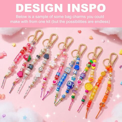 Horsdo Adult DIY Keychain Making Kit, Bead Bag Charm Jewelry Making Kit for Women Teens 12+, Handmade Key Ring Pendant Craft Supplies for Bag Accessories, Personalized Gifts in Saudi Arabia